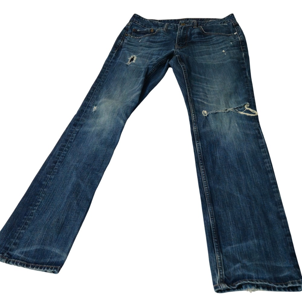 Bonobos Jeans Mens 32x33 Blue Distressed Straight Leg Denim Medium Wash